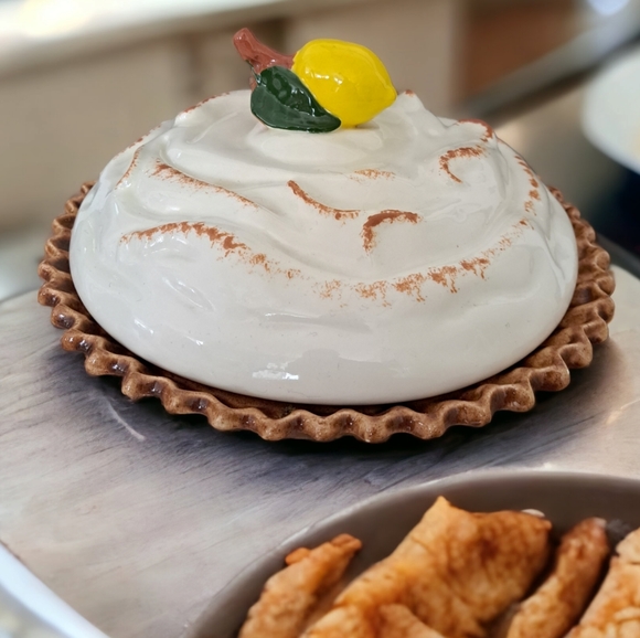 Kitchen Vintage Ceramic Lemon Meringue Pie Serving Plate Poshmark